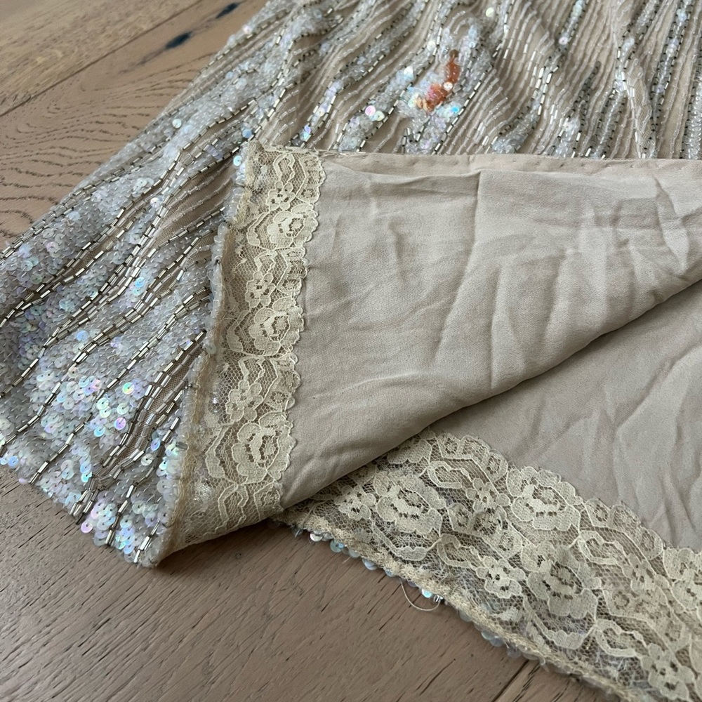 1990 Bob Mackie Boutique nude, silver beads & shiny sequin gown dress - Picture 6 of 16